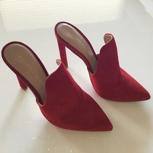 Red Suede Mules
